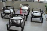 老榆木单人\双人沙发椅新中式现代禅意茶室会所椅子实木圈椅茶椅
