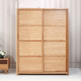 日式全实木大衣柜白橡木卧室家具收纳衣橱储物柜组合环保推拉