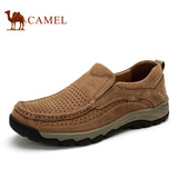 camel/骆驼男鞋夏季新款真皮镂空透气套脚运动休闲鞋子男士皮鞋