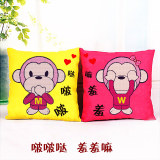 新款5D精准印花十字绣抱枕情侣抱枕一对包邮卡通动漫情侣猴子靠枕