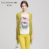 【新品】ELLASSAY歌力思2016夏季女装 镂空印花假两件短袖针织衫