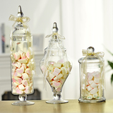 欧式透明玻璃糖果罐创意婚庆糖缸甜品装饰储物罐工艺玻璃软装摆件