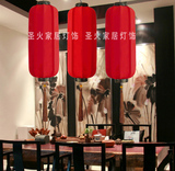 现代新中式大红色布艺灯笼吊灯餐厅阳台茶楼酒店客栈喜庆灯具灯饰