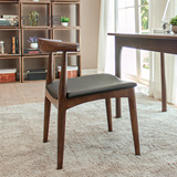 实木书桌椅白蜡木餐桌椅子皮餐椅书桌椅牛角椅简约现代家具特价