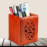 用品高档花梨木质笔筒桌面收纳盒创意时尚笔座笔桶摆件红木办公