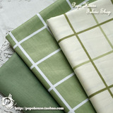 ┖Popo House┑床单被套窗帘桌布面料 斜纹纯棉布 清新绿格子 4色