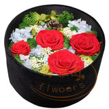永生花礼盒高端圆盒玫瑰保鲜花速递干花真花送女友送爱人生日礼物