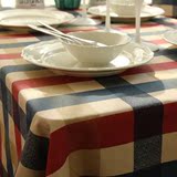欧式美式乡村简约格子棉麻餐桌布长方形茶几布台布布艺床头柜盖布