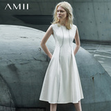 Amii女装旗舰店2016设计师合作款修身拼接连衣裙11682265
