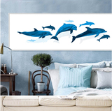 横版单幅抽象鱼趣现代简约卧室床头装饰画客厅沙发背景墙有框挂画