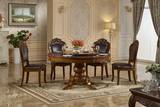 欧式餐桌椅组合美式雕花送转盘双层仿古餐台实木餐桌大圆桌饭桌