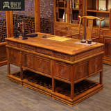 曼时光实木办公桌椅组合中式古典南榆木写字台大班桌电脑桌1米6