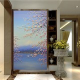 3D立体玄关装饰油画樱花花卉富士山温馨无缝大型壁纸壁画背景墙纸