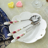 欧式创意可爱西餐餐具牛排刀叉套装陶瓷柄不锈钢三件套刀叉勺包邮