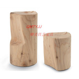 现代中式实木凳  吧凳 雕刻木墩凳椅 创意木凳 北欧原木吧凳矮凳