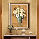 美式欧式玄关装饰画竖版走廊过道油画客厅餐厅经典花卉挂画壁画