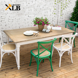 美式乡村简约田园风格纯实木桌现代长方形餐桌椅法式餐台欧式定制