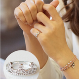 日韩国单身戒指指环女尾戒食指皇冠小指戒指简约饰品礼物气质水钻