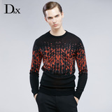 D＆X意大利品牌男士冬季新款进口羊毛混纺针织衫套头提花修身毛衣