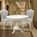 欧式小户型银箔餐桌椅4-6人美式实花圆餐台1米饭桌售楼接待大茶几