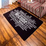 仙吉欧美个性潮流创意黑色文字地毯客厅卧室房间大沙发茶几地毯