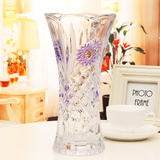 优讯 欧式彩色桌面大花瓶 玻璃富贵竹花瓶玫瑰花插 家居客厅摆件