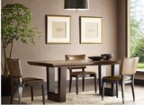 美式复古 实木铁艺餐桌椅组合饭桌办公桌会议长桌防锈做旧酒吧桌