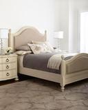 现货美式实木床欧式复古床 白色布艺婚床卧室家具1.8米双人软包床