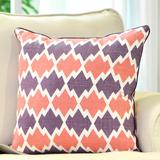 正品优质普丽新家 美式北欧几何棉麻粉紫色卧室客厅沙发抱枕靠垫