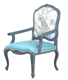 外贸单人沙发椅美式实木花鸟图案餐椅欧式雕花休闲椅现货特价定制