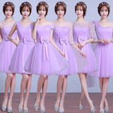伴娘服短款紫色2016年新款夏季小礼服修身显瘦蓬蓬裙宴会晚礼服女