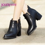 Josiny/卓诗尼2015新款短靴女 欧美尖头高跟粗跟骑士靴154174484