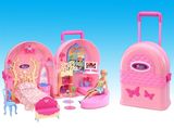 正品销售新款梦幻芭比娃娃甜甜屋套装大礼盒拉杆旅行箱娃娃家具过