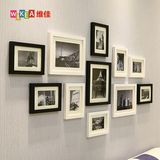 全实木黑白创意照片墙组合客厅卧室相框墙装饰挂墙沙发背景相片墙