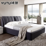 域图 布艺床可拆洗1.8米双人床布床家具婚床简约现代储物软床111