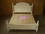 美式全纯实木白色高箱床 地中海拼色1.5单人床 白橡木1.8米双人床