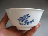 民国瓷器德化窑青花花卉纹小瓷碗汤碗陶瓷碗贡供碗白瓷碗饭碗餐具