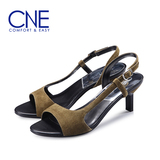 CNE 2016春夏新品 专柜同款搭扣绒面高跟女凉鞋 7M65402