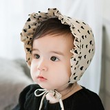 韩国进口代购婴儿帽子花边纯棉包头帽宫廷帽公主帽套头帽宝宝帽子