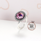 PANDORA潘多拉S925纯银指环粉色奢华锆石戒指送专柜包装190904PCZ