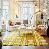 黄色条纹几何大气客厅茶几地毯 现代装修地毯卧室满铺地毯可定制