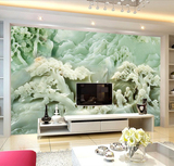 大型壁画客厅电视背景墙纸布影视墙壁纸3D立体中式玉雕招财进宝