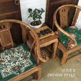 现代新中式棉麻四季办公室茶楼椅子垫餐椅垫餐桌椅子坐垫可定做
