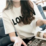 夏季新款韩版女装大码宽松圆领字母印花短袖打底衫学生姐妹装T恤