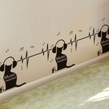 踢脚线墙贴纸贴画创意个性音乐动物猫咪墙角腰线墙壁纸自粘装饰品