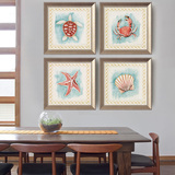 卡农 现代简欧餐厅饭厅有框画装饰画 精品小画 海星贝壳螃蟹乌龟