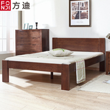 方迪纯实木床橡木胡桃家具环保双人床1.5米1.8米高低床体简约