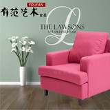 北欧日式小户型客厅单人办公商务沙发棉麻布艺可拆洗sofa简易围椅