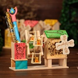 彩色风车发条式音乐盒木质DIY八音盒精品创意七夕春节礼物工艺品