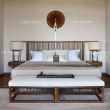 新中式禅意实木家具样板房别墅样板房卧室双人床1.8米酒店床铺